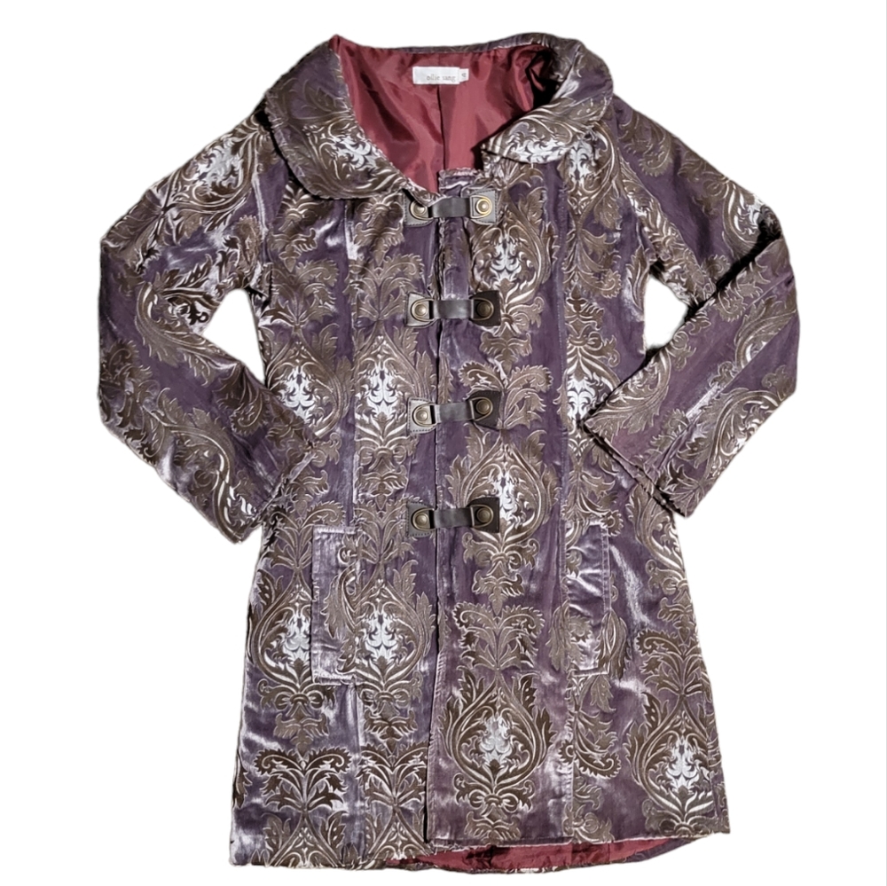 Ollie Sang 100% Silk Vintage Brocade Paisley Designer Blazer Military Jacket